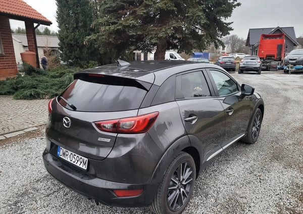 Mazda CX-3 cena 64900 przebieg: 106154, rok produkcji 2018 z Wrocław małe 326